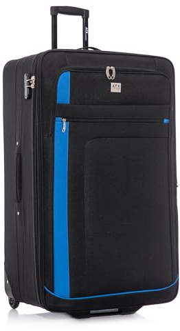 ATX Luggage Extra Large Suitcase 32 Expandable Durable Lightweight Suitcases with 2 Wheels and Built-in 3 Digit Combination Lock (Black/Blue, 134 Liters)