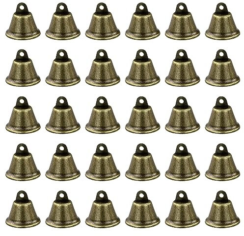HXMJIED 60 Pcs Antique Bronze Jingle Bells - 38MM Mini Hanging Vintage Bells for Christmas and Crafts