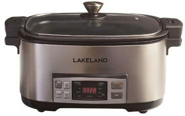 Lakeland 6.5L Searing Slow Cooker – 5 Pre-Set Cooking & Browning Functions Glass Locking Lid