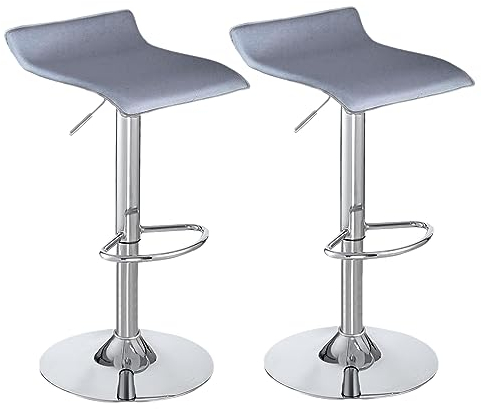 Panana 2er Set Barhocker Barstuhl Tresenhocker für Küche Bar Esszimmer Drehhocker 360° drehbar höhenverstellbar (Grau)