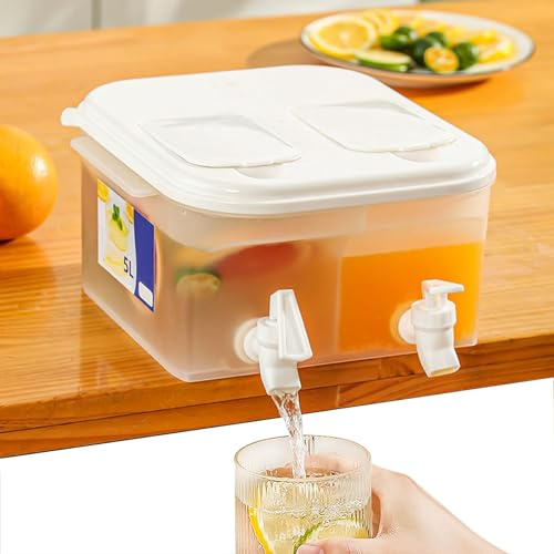 MLKLDOU Distributeur de carafe de réfrigérateur avec robinet de 5 L, bouilloire froide, fontaines à eau de grande capacité pour la fabrication de café glacé, limonade, distributeur de boissons pour
