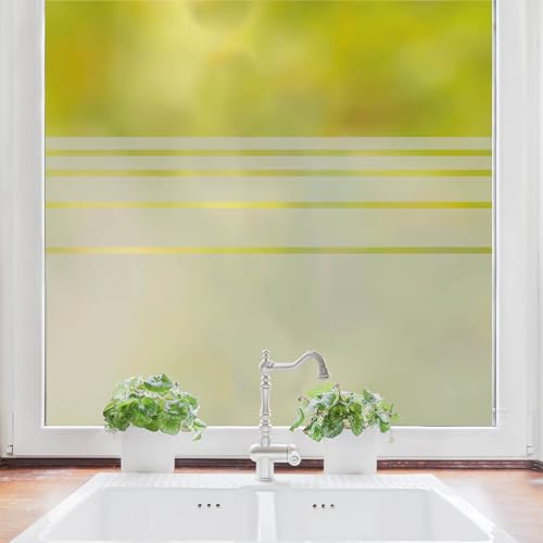 Wandtattoo Loft Sichtschutzfolie Wiederverwendbar waagerechte Streifen Fensterfolie Fensterdeko Milchglasfolie Sichtschutz, 55 cm hoch, 100 cm breit, SF135-104