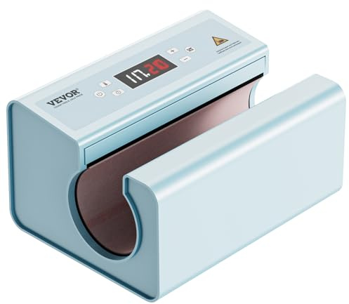 VEVOR automatische Hitzepresse, Tassen Hitzepresse für 325 bis 887 ml Sublimationsbecher, Tumbler-Presse mit Klebeband und Handschuh, Temperatur- und Zeiteinstellung, für Becher, Tassen, Blau