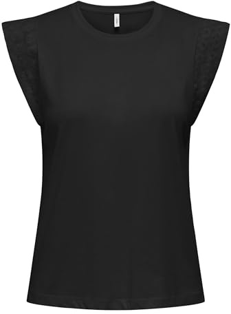 ONLY Onlhenriette Life S/L Mix Top JRS, Negro, S