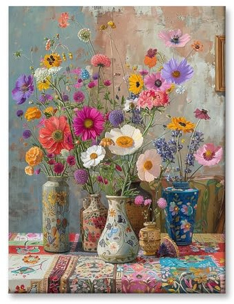 WEMEON Square Drill Diamond Painting Flower- 5D Full Square Diamond Art Kits for Adults with Tools, Stunning No-Gap Design, Easy to Apply and Frame, Home Wall Decor, Gift Idea(12X16 Inch)
