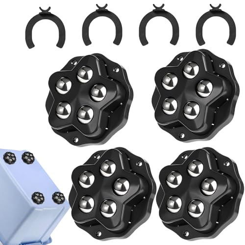 Self-Adhesive Furniture Casters Set of 4 - Heavy-Duty 360° Swivel Ball Rollers, No-Slip Base Supports 150kg - Ideal for Home/Office Tables (Black)