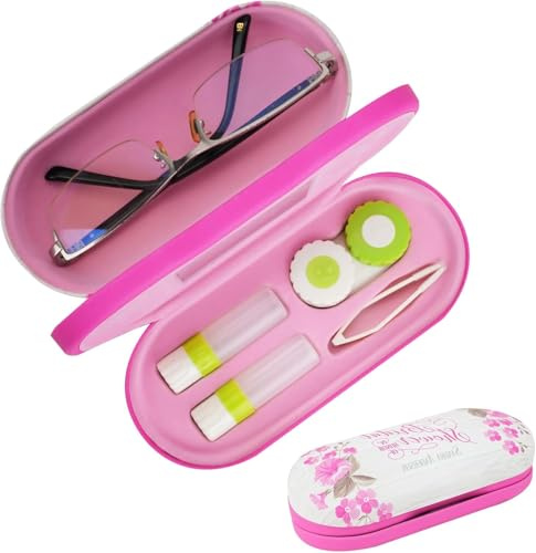STNRST-IN Carcasa rígida de doble cara, portátil, resistente a los arañazos, funda universal de doble capa para gafas, gafas de lectura, lentes de contacto