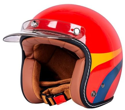 Casque Moto Ouvert pour Femme Fresh Pro 3/4 Jet Demi-Casques Parent-Enfant équipement de Mode pour Les trajets Quotidiens Petite Coque 800 g sécurité Rouge M/57-58cm