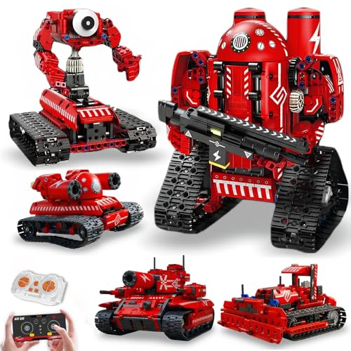 AoreSpty Robot 5-in-1 con 495 Pezzi, Escavatore Radiocomandato, Robot Programmabile con APP Coding e Telecomando, Regalo Bambino 12 Anni Maschio STEM Robotica