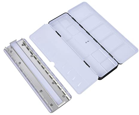 LOLIPPYY Caja Metálica Vacía para Acuarelas Estuche para Pigmentos Sólidos Almacenamiento Portátil y Resistente para Artistas Pintores y Estudiantes