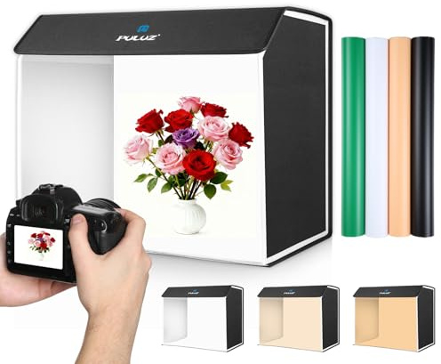 60 cm x 40 cm scatola fotografica portatile studio fotografico campo luce – dimmerabile pieghevole PULUZ 24 pollici x 16 pollici fotocasa light box con 4 sfondi colorati per gioielli fotografia del