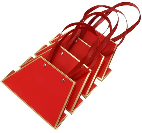 BELLIFFY 4pz Buste in Carta per Fiori Doppi Manici Rosse, Sacchetti per Doni Non Deformabili Facili da Trasportare per Fioristi e Balcone