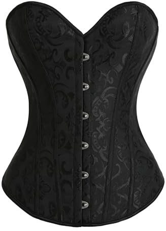 LHHMZ Corsé para busto completo de mujer, top corsé gótico vintage negro, faja moldeadora bustier