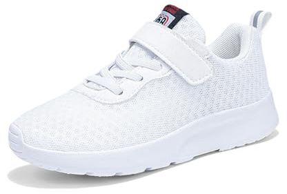 Basquette Enfant Garcon Fille Chaussures Garçon Sneakers Chaussure de Course Léger Chaussure Running Shoes Respire Respirant Outdoor Sneaker Shoes pour Le Sport et L'athlétisme (02 White, 35)