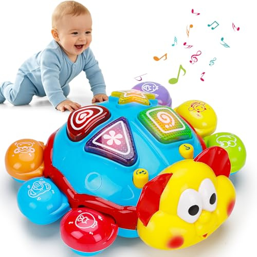Baby Crawling Toys 6-12 Months, Musical Light Up Sensory Toys for Infant 0-6 7 8 9 10 Month Old, Toddler Spanish English Bilingual Learning Educational Development Gift for 1 2 Year Old Boys Girls