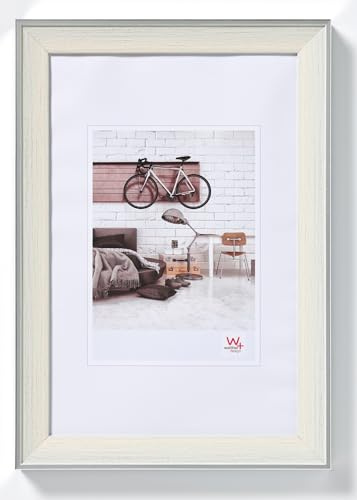 walther design Bilderrahmen creme 20 x 30 cm mit silberne Außenkante, Bohemian Designrahmen EN030C