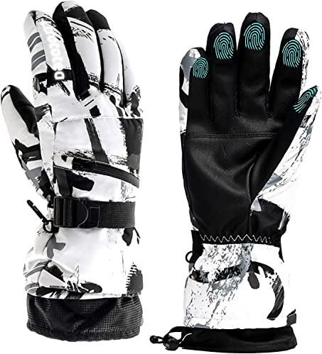 Ltrototea, Guanti da sci fino a -34 °C, guanti da neve touchscreen, invernali, caldi al tatto, impermeabili, Unisex - Adulto Uomo, Infradito colorati estivi, con finte perline, Medium