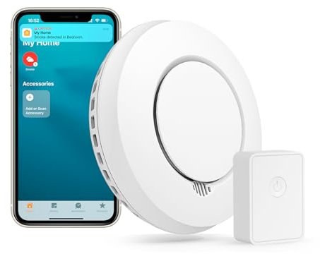 Meross Rilevatore di Fumo con Pulsante di Test, Rilevatore Fumo con Homekit con Hub, Antifumo Smart per Casa e Pulsante Silenzio, Rilevatore di Fumo WiFi, Funzione Auto-Controllo, Standard EN14604