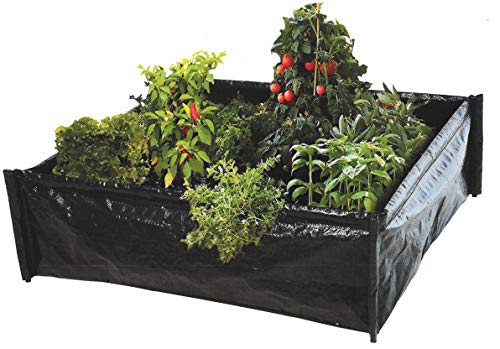 Rammento 75x75x25cm Polyethylene Raised Flower Bed | Large Vegetable Growing Patch, Garden Grow Bag Kit | Durable Plastic Raised Grow Bed, Easy Setup