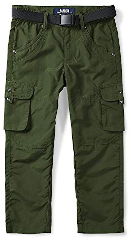 Herren Kinder Wanderhose Cargohose Jungen Casual Outdoor Quick Dry Wasserdicht Kletterhose, armee-grün, 50