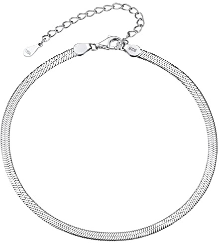 FindChic Cavigliera da donna e da uomo in argento sterling 925 Bracciale Catena Serpente regolabili Ragazza Regolabile Gioielli da spiaggia Vacanze estive