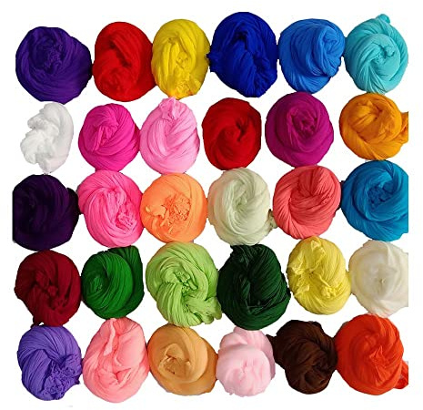 Hinleise Tela de malla de nailon, 30 piezas de material floral para manualidades de ropa de muñeca y accesorios