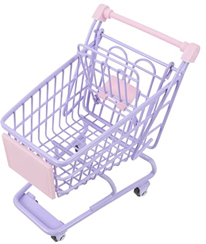 Toyvian Mini Caddie De Courses En Métal Chariot De Supermarché Jouet D’Imitation Avec Roues Fonctionnelles Panier De Rangement Pour Stylos Cosmétiques Fruits Fleurs Et Petits Objets 5.91X5.31X3.74In