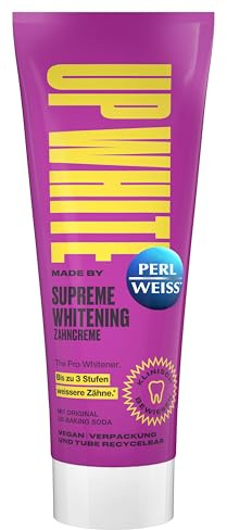 UP WHITE by PERLWEISS Supreme Whitening Zahncreme, mit Original US-Baking Soda, beugt Verfärbungen vor und reinigt sanft, 75ml