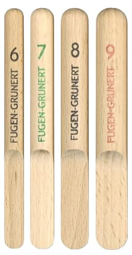 FUGEN-GRUNERT® 4-er Set Glättfinger Silikonabzieher I Fugenglätter von 6 bis 9 mm Breite I 3-in-1 Fugenwerkzeug für Rundfugen mit (Halb) Kugel für perfekte Ecken (Glättfinger 4-er Set)