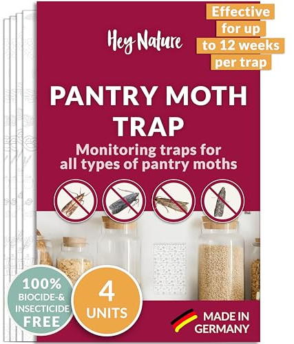 Hey Nature Pantry Moth Traps, 4 Pieces, Food Moth Trap, Non-toxic Moth Catcher With No Insecticides, Pheromone Moth Traps With Maximum Effect to Identify Infestation, Monitoring Trap Against Moths