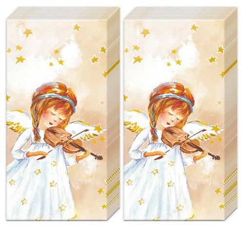 Malagro 20 einzelne Taschentücher Weihnachten Engel. 2 Packungen mit 10 Taschentüchern, 4-lagig, Umweltfreundlich, Papiertaschentücher als Geschenk
