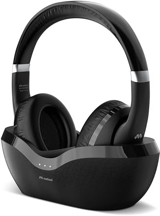 Meliconi, Flash Base, Cuffie Bluetooth 5.3, Cuffie Wireless TV, Cuffie Cancellazione Rumore, con Base di Ricarica, Batteria a Lunga Durata e Multipoint Connection, Utilizzabili Anche con Cavo AUX