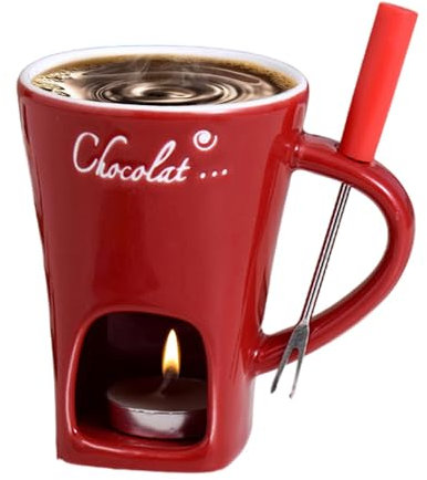 Tasses à Fondue au Chocolat, Tasse à café à Fondue au Chocolat en céramique avec fourchettes, Tasses fondantes pour Le Beurre de Fromage au Chocolat, Tasse à Fondue au Chocolat fondante
