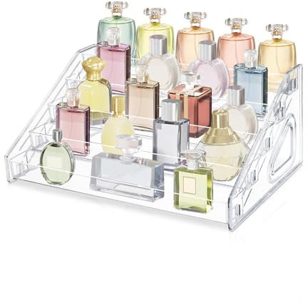 Mulaibdin Présentoir Acrylique Transparent 5 Niveaux, Escaliers de Présentation, Etagere Parfum Rangement, Support d'Affichage pour Cosmétiques,Objets de Collection,Bijoux,Gateau,Vernis à Ongles