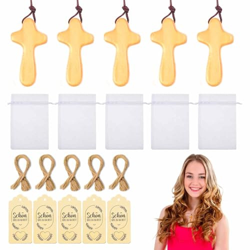 Ciondoli per Collane Fai da Te – Croce in Legno per Prima Comunione in Legno d'Ulivo – Perfetti per Decorazione o Regali Significativi