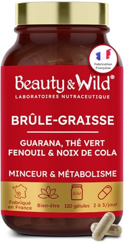 Brûleur de Graisse Naturel Puissant – Guarana, Thé Vert, Noix de Cola, Fibres d’Acacia & Fenouil – 120 Gélules – Complément Minceur Détox & Drainage – Fabriqué en France