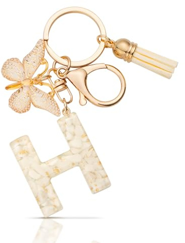 Porte Clef Personnalisable Porte-clés avec Pendentif Initiale Beige H