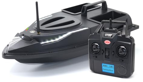 Charocean 500 m telecomandata barca per mangimi, pesca notturna, 5,4 km/h, esca con luce del navigatore LED, telecomando, barche da mangiare Bait Boat Esca telecomandata, carico 1,5 kg