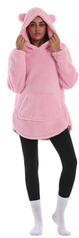 Shamdon Home Collection Sweat Plaid Adulte Unisexe Oversize à Capuche en Flanelle Douce – Longueur 77 cm, Poche Forme Pomme, Manches Longues, Chaud pour Hiver, Canapé, Cocooning et Détente