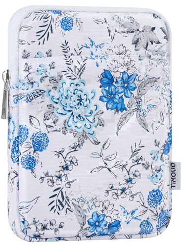 TiMOVO 6-7 tum fodral för ny Kindle Paperwhite/Colorsoft Signature Edition, skyddsfodral för Kindle E-läsare/Oasis, blå och vit blomma
