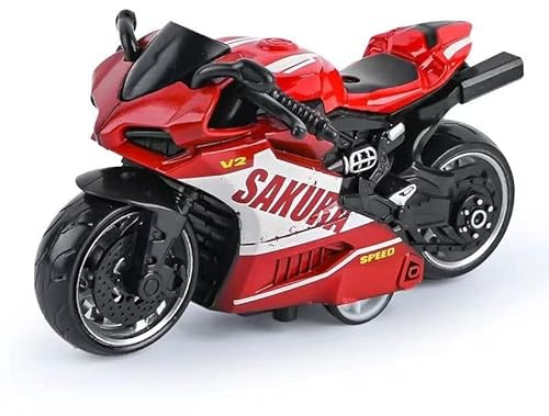 bzjqh Mini Motorcycle, Motorcycle Model, Cale Die-Cast Motorcycle- Detailed Collectible with Movable Parts, Desktop Decor for Adults and Kids- Red