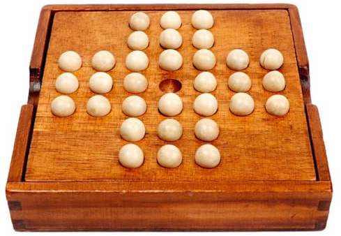 Gioco da tavolo solitario - Puzzle in marmo di legno fatto a mano da 15 * 15 * 5 cm, set di scacchi aristocratici nobili singoli, rompicapo del pensiero logico, decorazioni da tavolo,