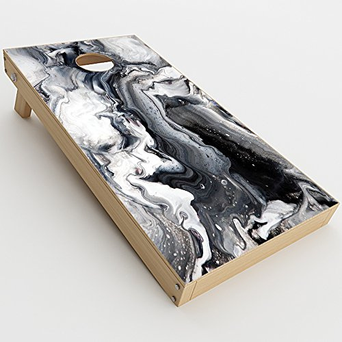 Skin Decal Vinyl Wrap for Cornhole Game Board Bag Toss (2xpcs.) Skins Stickers Cover/Marble White Grey Swirl Beautiful