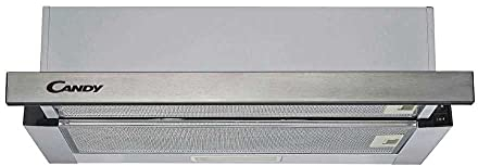 Candy CBT625_2X Campana telescópica, ancho 60 cm, 2 niveles de potencia, capacidad extracción 332.1 m3/h, iluminación LED, 67.5 W, 56 decibels, inox