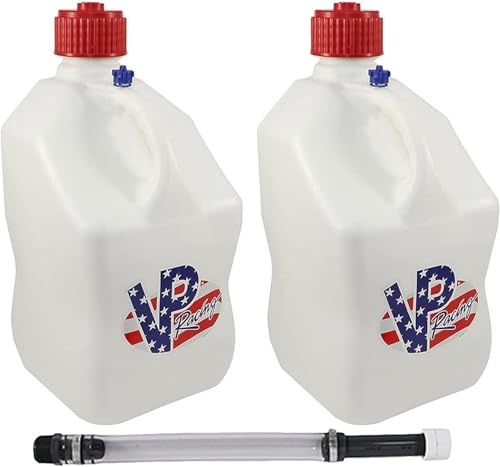 VP Racing 35221-CA, 5.5 Gallon Square Motorsport Jug Patriotic with 14 Standard Hose (2 Pack)