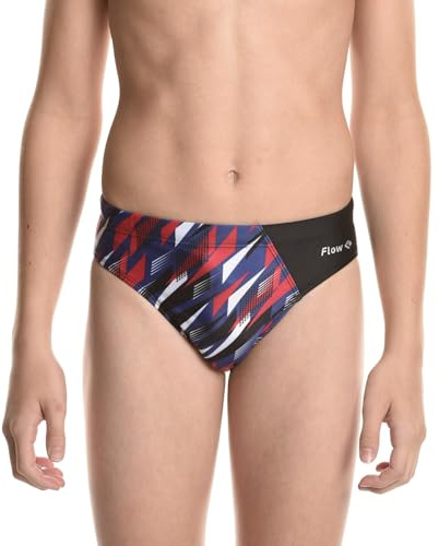 Flow Splice Swim Briefs - Boys Brief Style Swimsuit for Swimming Practice and Competition in Suit Size 21 to 32 (Viper 25)