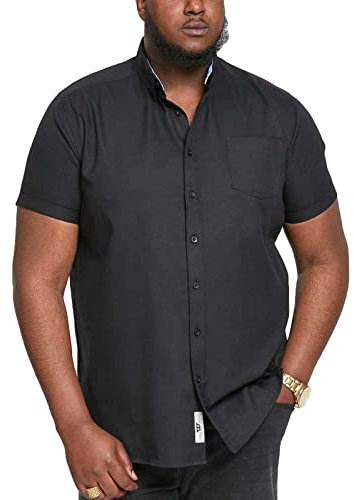 D555 Men's Plus Size James Basic Oxford Short Sleeve Shirt in Black 3XL