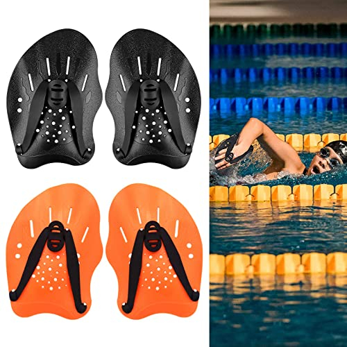 Schwimmpaddel,Tianher 2 Stück Handpaddel für Schwimmen mit Verstellbaren Riemen Freestyle Stroke Arm Schwimmhäute für Unterarm-Krafttraining