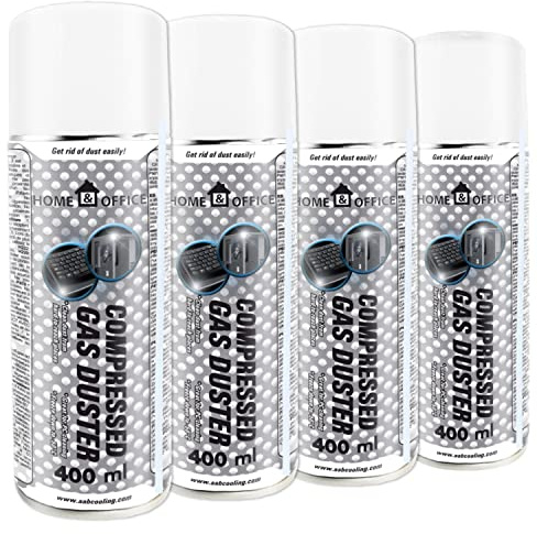 AABCOOLING 4x400 ml Home&Office Compressed Gas Duster - Luftdammare för rengöring av dator, tangentbord och annan kontorsutrustning, luftkompressor, PC-tangentbordstvätt, aerosol, K2