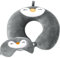 twirush Coussin de voyage en forme de U en mousse à mémoire de forme - En forme de pingouin - Pour adultes et enfants - Avec masque de sommeil mignon - Pour voiture, train, bureau, maison - Gris